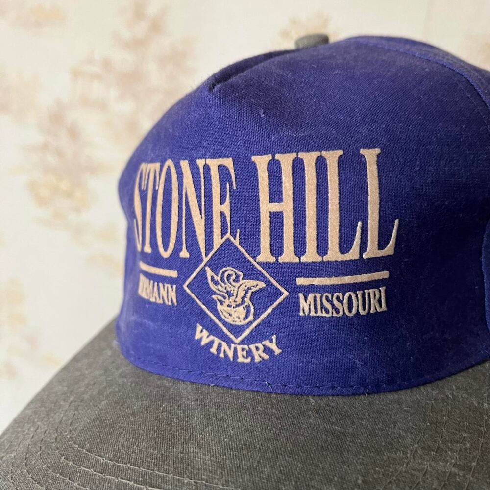Vintage 90s Stone Hill Winery Hat | Purple & Gray Leather Strapback | Osfa View 2